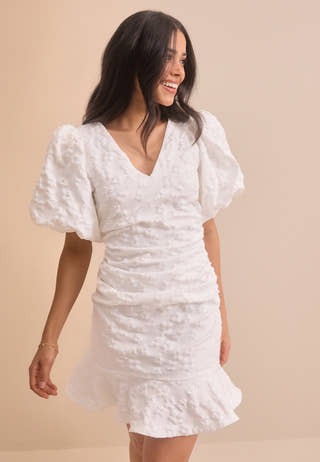 Jacquard Flounce Short Dress