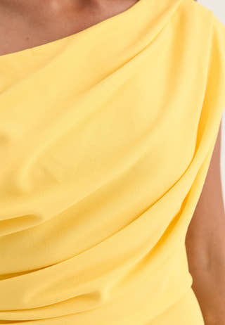 Asymmetric Draped Maxi Dress Yellow