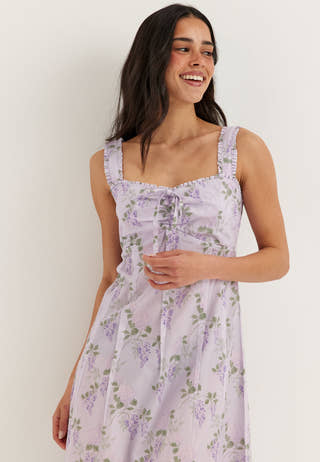 Frill Detail Cotton Midi Dress