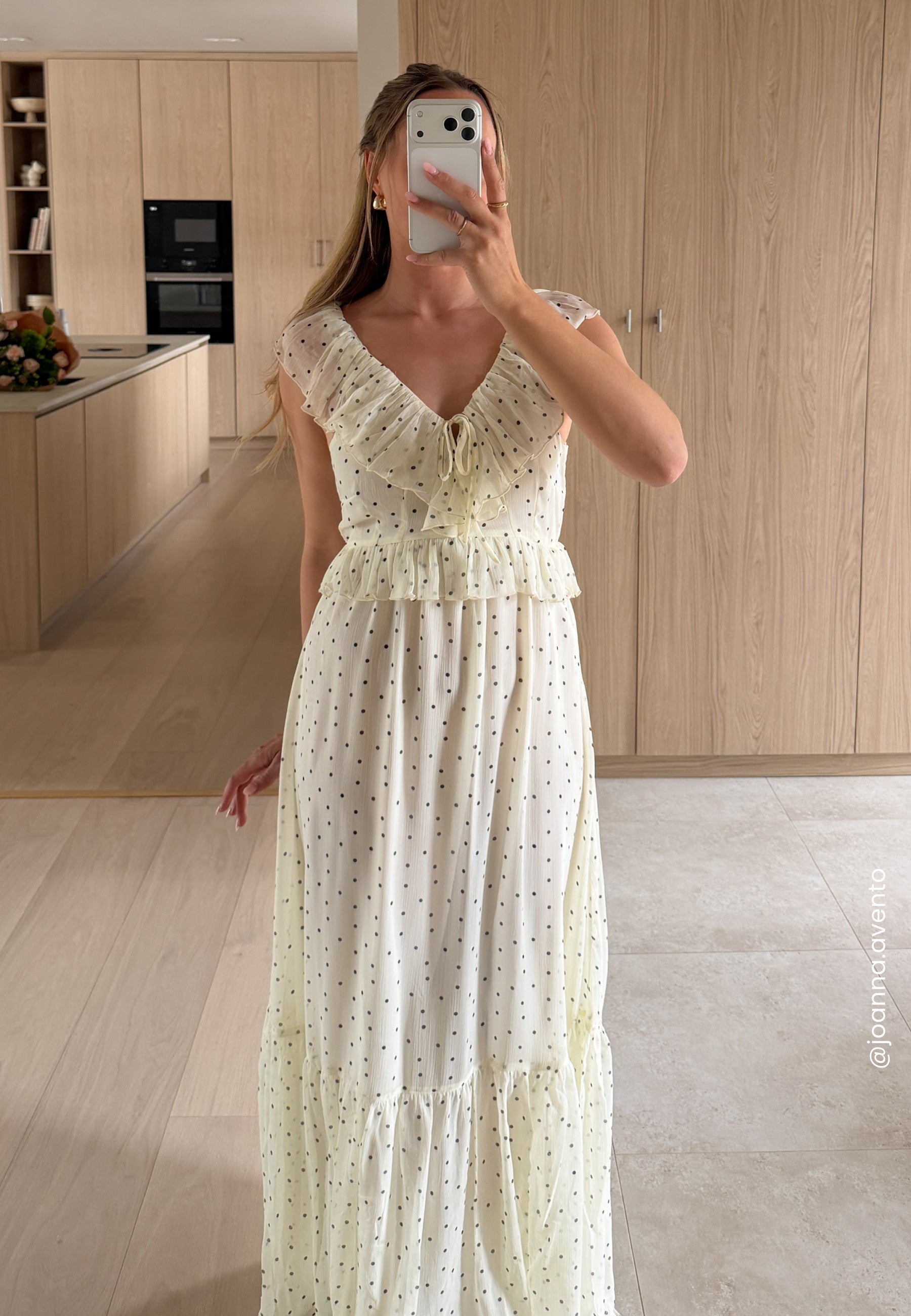 Bubbleroom occasion – Frill Tie Back Chiffon Maxi Dress – campaign-sale – Yellow / Patterned