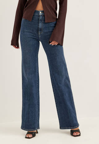 High Straight Leg Jeans Blue