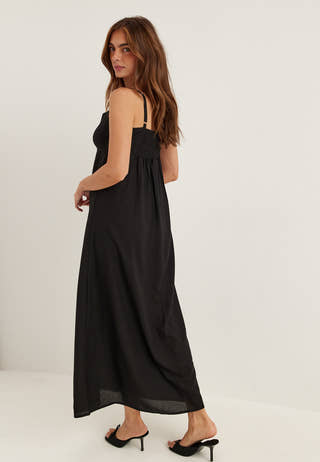 black viscose maxi dress Viscose crepe maxi dress with train Color: Black RASARIO Online Boutique 34 (FR) / Black