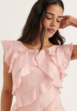 Asymmetric Frill Short Dress