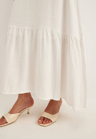 Balloon Sleeve Linen Maxi Dress