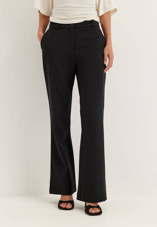 Mid Waist Flared Suit Trousers