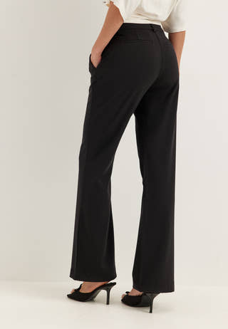 Mid Waist Flared Suit Trousers