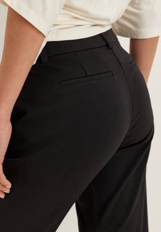 Mid Waist Flared Suit Trousers