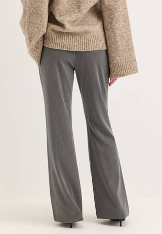 Mid Waist Flared Suit Trousers Grey