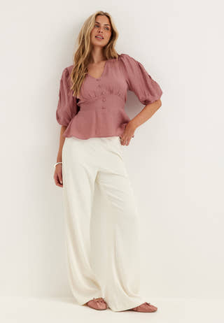 Short Sleeve Puff Blouse