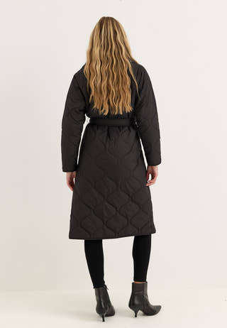 Quilted Long Jacket Black
