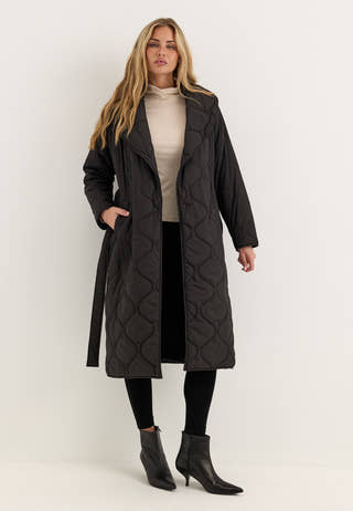 Quilted Long Jacket Black