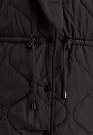 Scarf Quilted Short Jacket Black