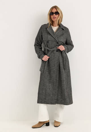 Tweed Trench Coat White