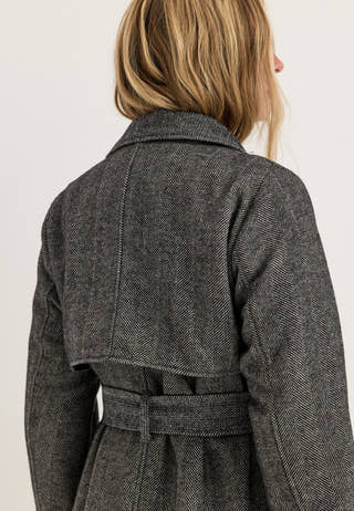 Tweed Trench Coat White