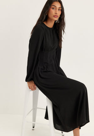 Crepe Pleated Dress Black