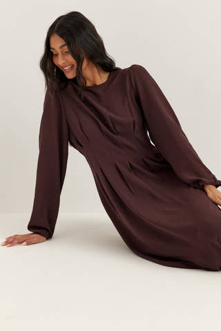 Crepe Pleated Dress Purple