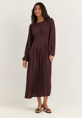 Crepe Pleated Dress Purple