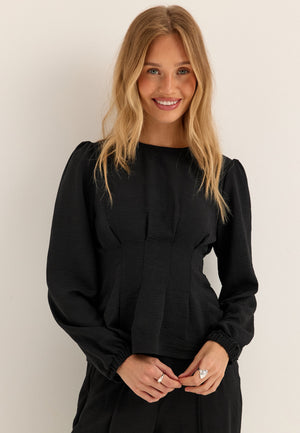 Crepe Pleated Blouse Black