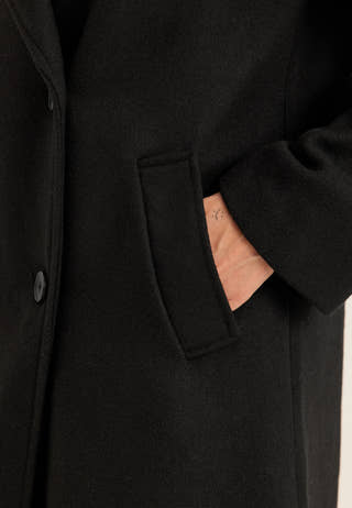 Straight Wool Blend Coat Black