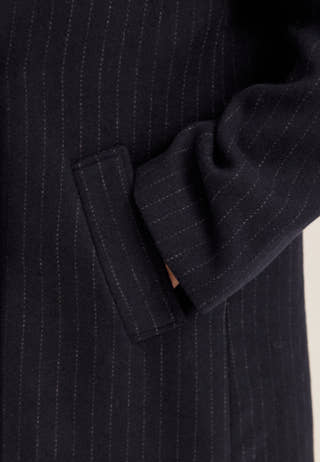Straight Wool Blend Coat Striped