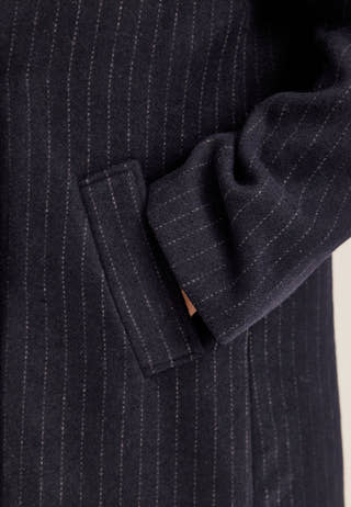 Straight Wool Blend Coat Striped