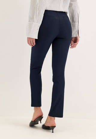 High Waist Stretchy Front Pocket Trousers Blue