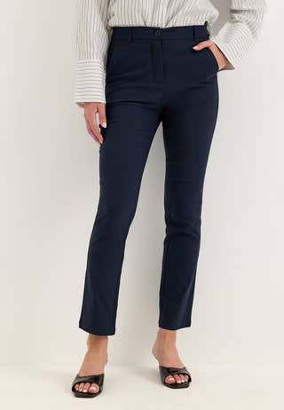 High Waist Stretchy Front Pocket Trousers Blue