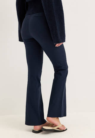 Mid Waist Stretchy Flared Trousers Blue