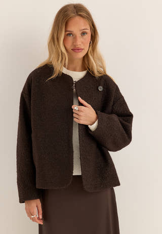 Bouclé Short Jacket Brown