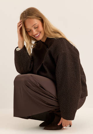 Bouclé Short Jacket Brown