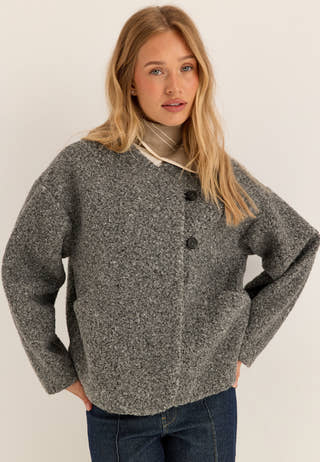 Bouclé Short Jacket Grey