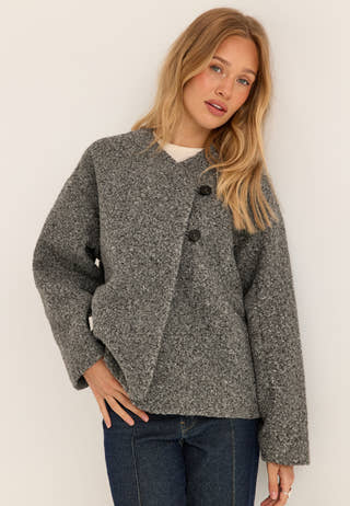 Bouclé Short Jacket Grey