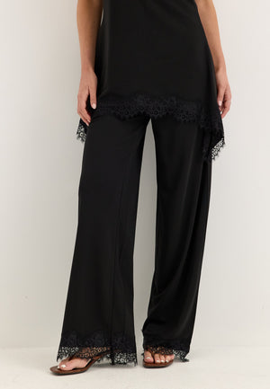 Lace Detail Trousers Black