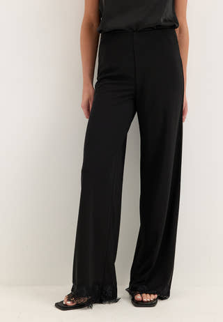 Lace Detail Trousers Black