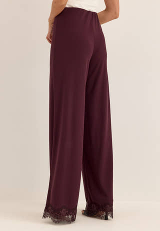 Lace Detail Trousers Red