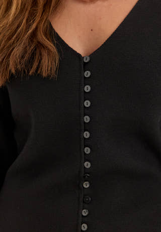Knitted Mini Cardigan Dress Black