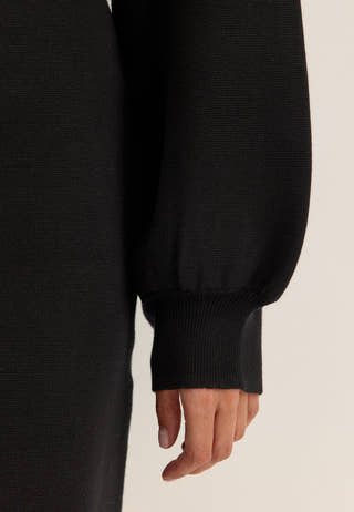 Knitted Mini Cardigan Dress Black