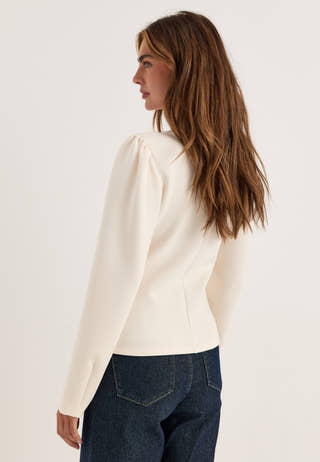 Shaped Puff Sleeve Top White