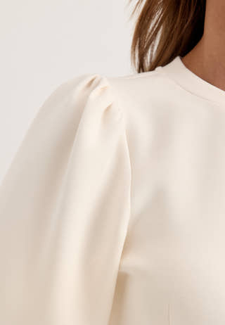 Shaped Puff Sleeve Top White