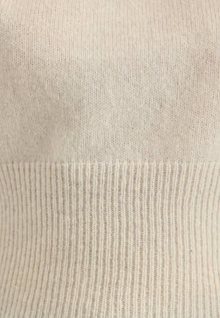 Knitted Wool Blend Wide Sleeve Sweater White