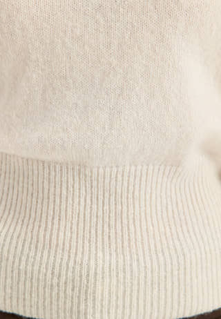 Knitted Wool Blend Wide Sleeve Sweater White