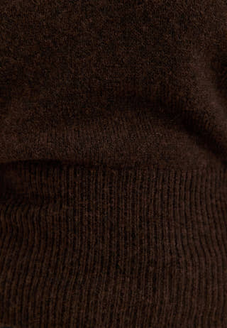 Knitted Wool Blend Wide Sleeve Sweater Brown