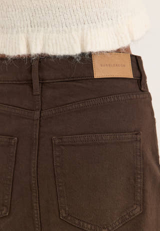 Denim Button Mini Skirt Brown