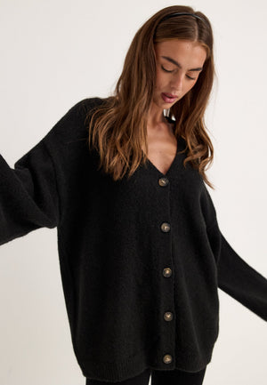 Chunky Knitted Cardigan Black