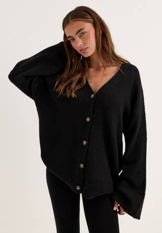 Chunky Knitted Cardigan Black