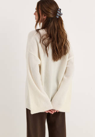Chunky Knitted Cardigan White