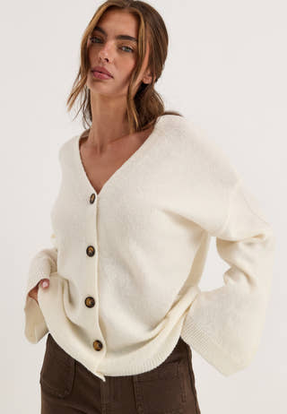 Chunky Knitted Cardigan White