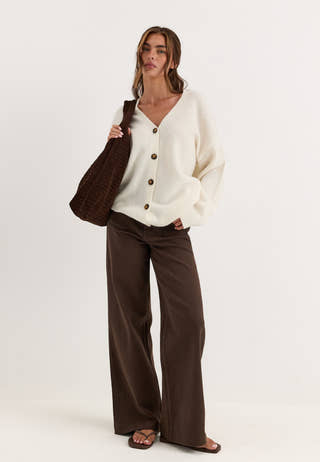 Chunky Knitted Cardigan White