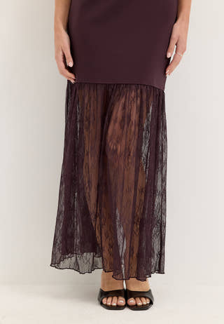 Combined Lace Maxi Dress Purple