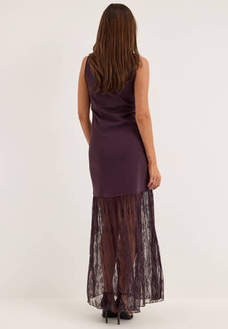 Combined Lace Maxi Dress Purple